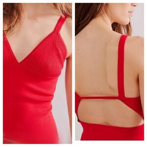 FREE PEOPLE TEAGAN SLEEVELESS CAMI MARS RED LARGE